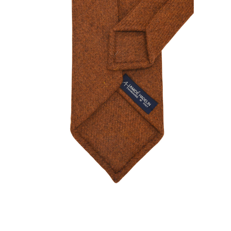 Amidé Hadelin | Abraham Moon merino tweed tie - Handmade in Italy, rust_back