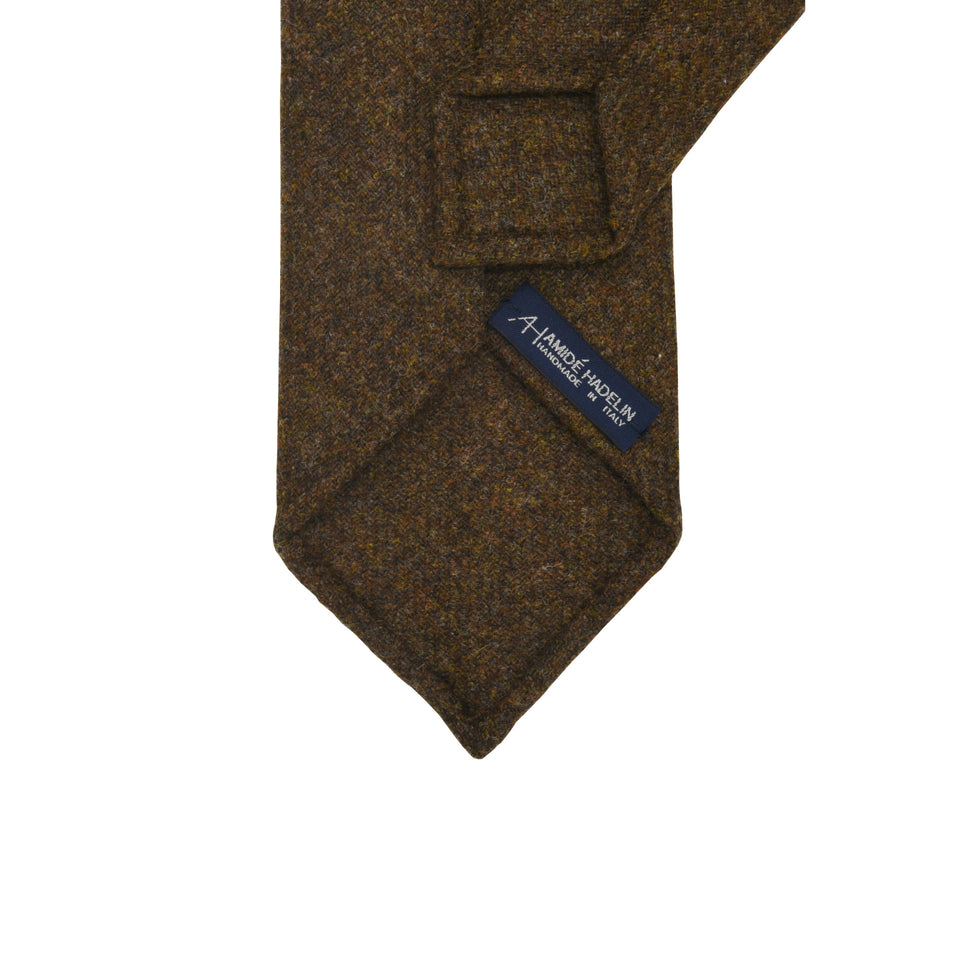 Amidé Hadelin | Abraham Moon merino tweed tie - Handmade in Italy, dark tobacco_back