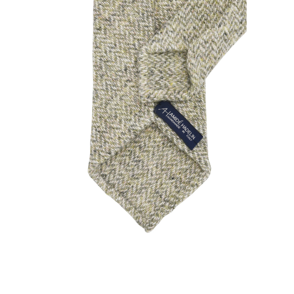 Amidé Hadelin | Harris Tweed tie - Handmade in Italy, flint/lichen_back