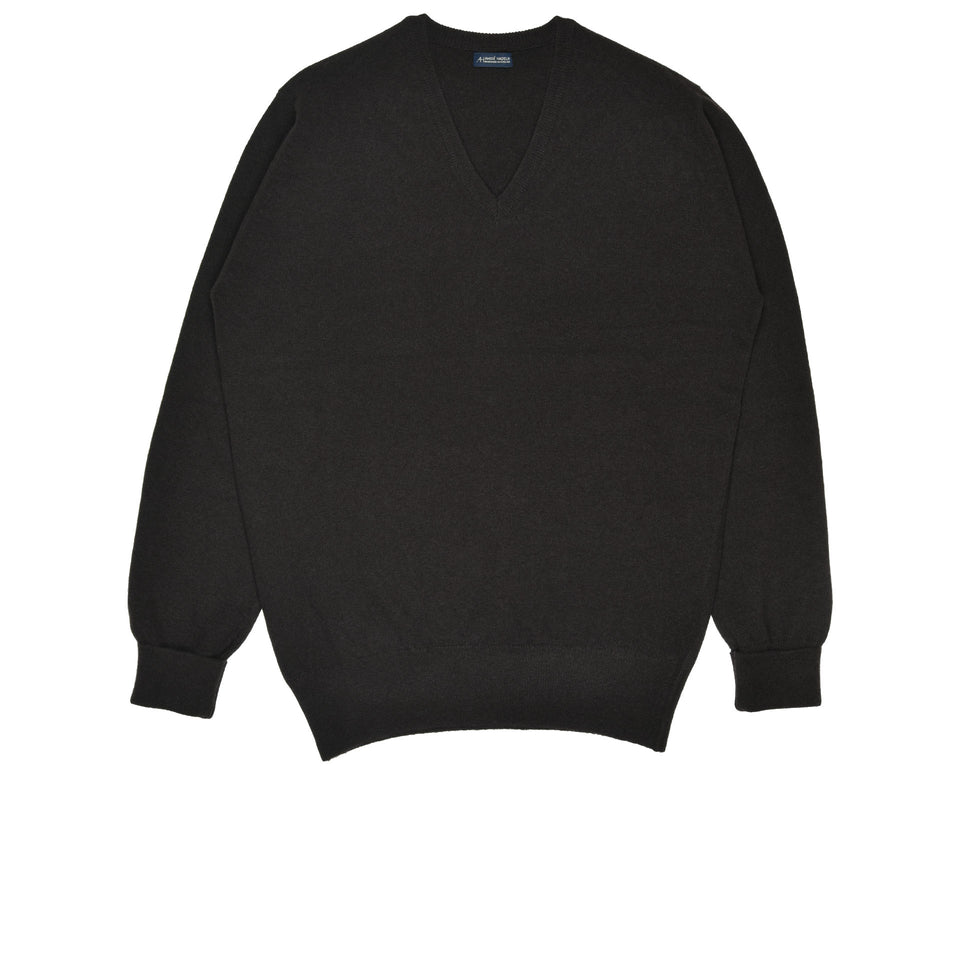 Amidé Hadelin | Super Geelong V-neck jumper - dark brown_full