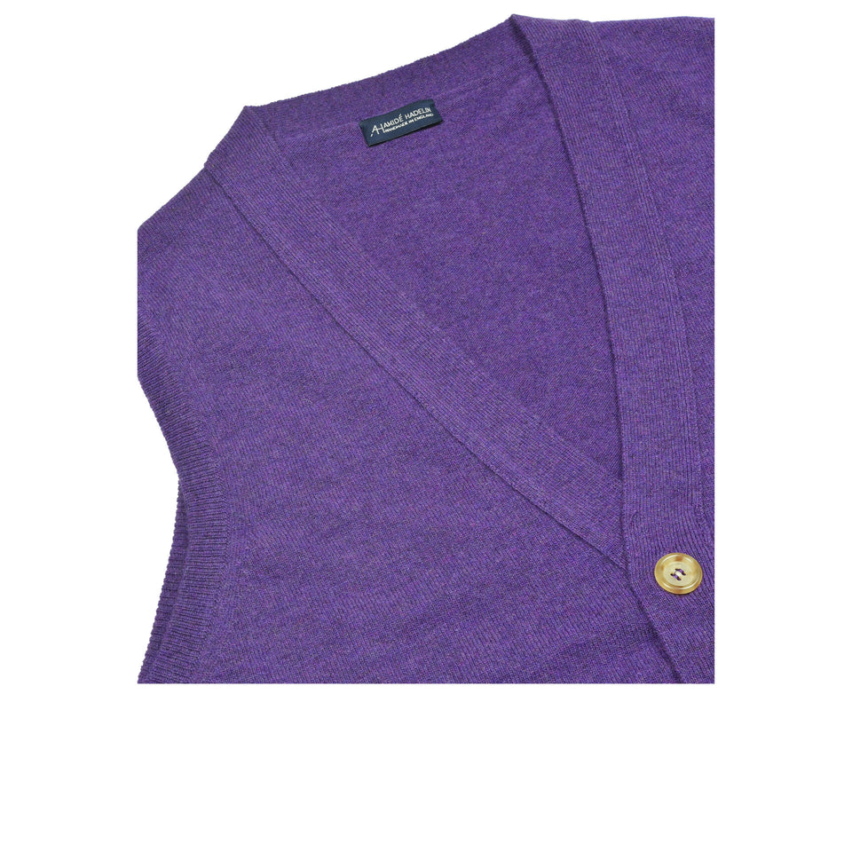 Super Geelong sleeveless cardigan - purple_neck