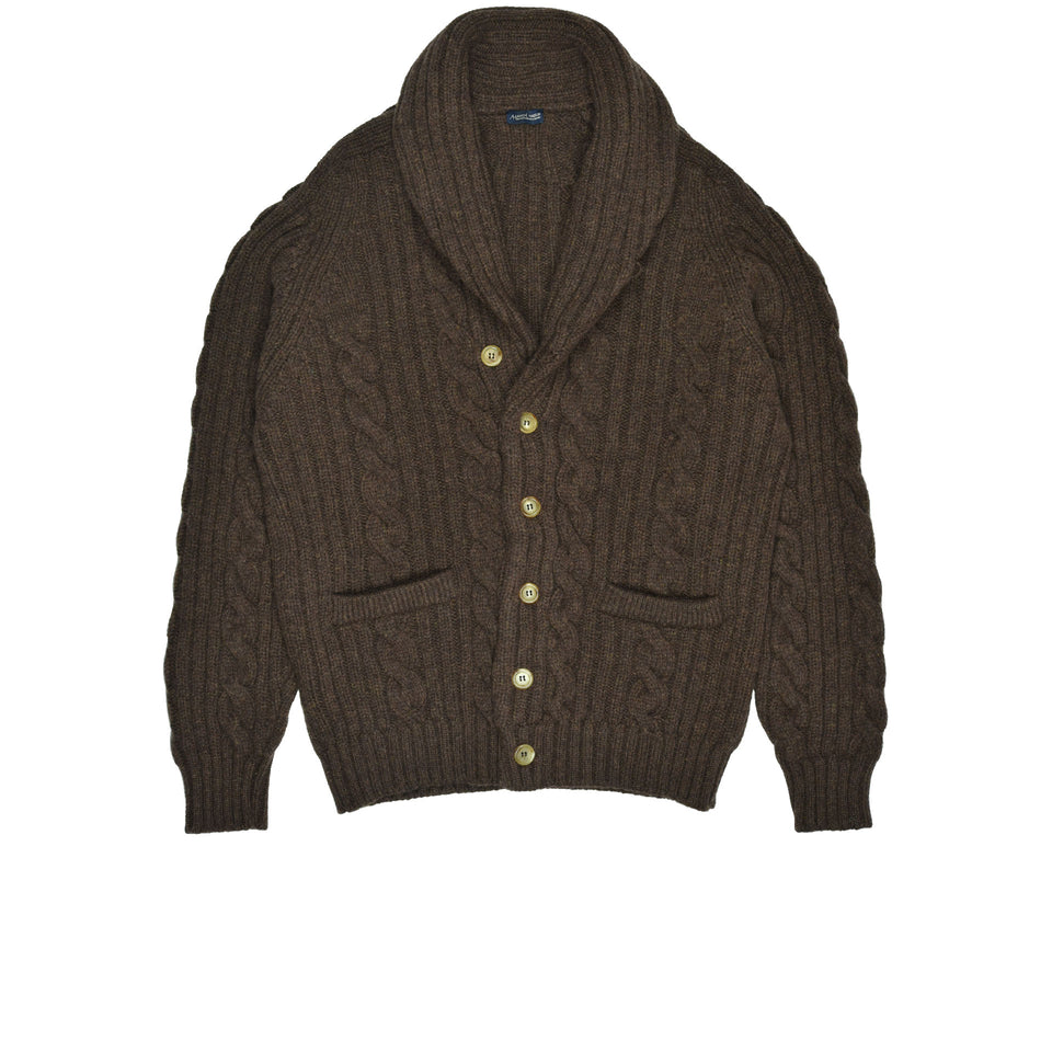 Amidé Hadelin | Lambswool cable knit shawl collar cardigan - hickory_full