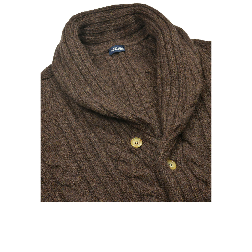 Amidé Hadelin | Lambswool cable knit shawl collar cardigan - hickory_shawl