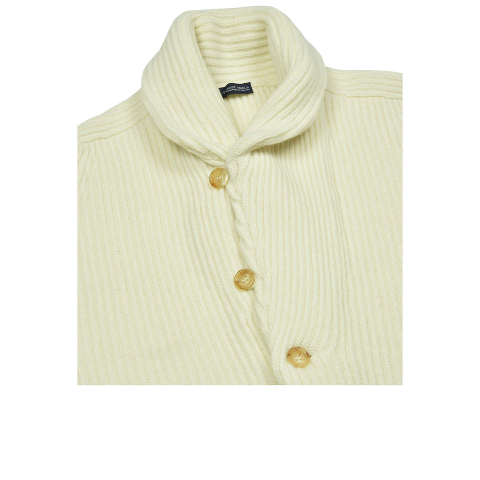 Amidé Hadelin | Geelong shawl collar cardigan - ecru_buttoned up