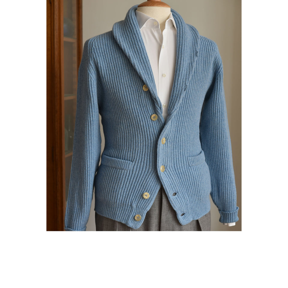 Amidé Hadelin | Geelong shawl collar cardigan - light blue_styled