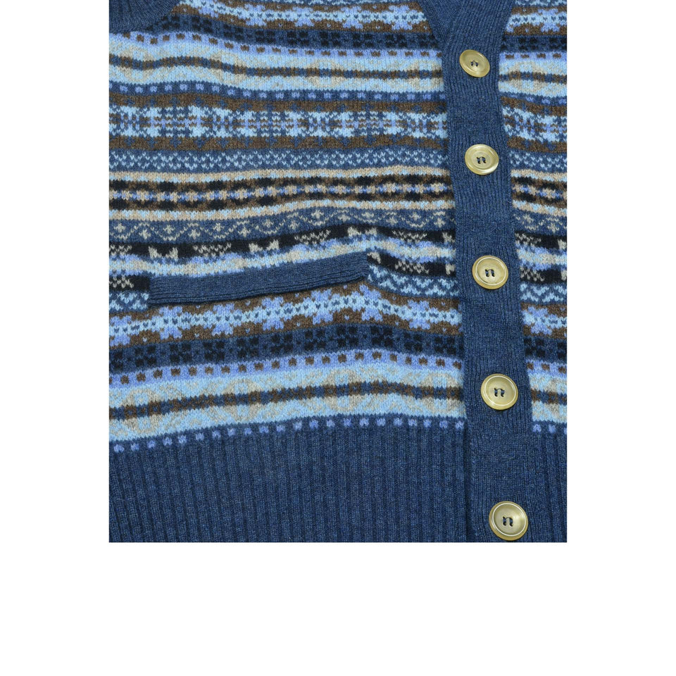 Fair Isle lambswool sleeveless cardigan - blue_buttons