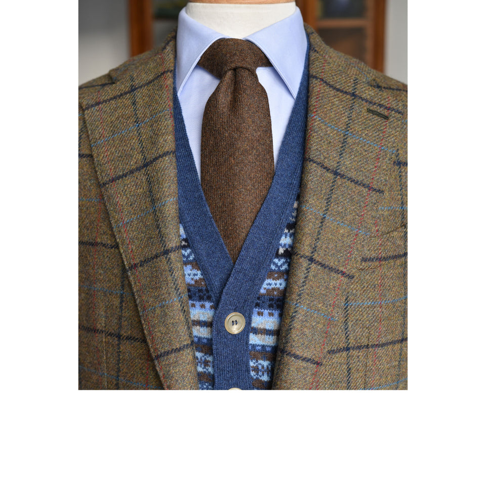 Fair Isle lambswool sleeveless cardigan - blue_styled