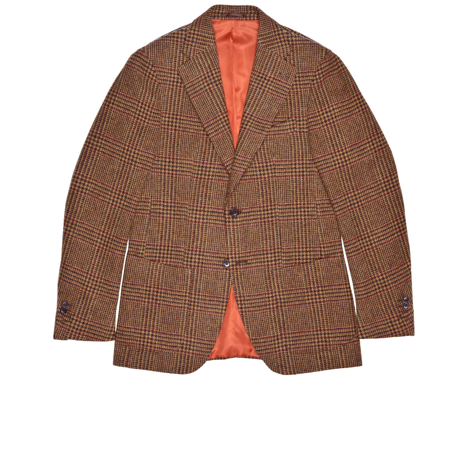 Amidé Hadelin | Orange Label Abraham Moon Shetland tweed glen check jacket - brown_full