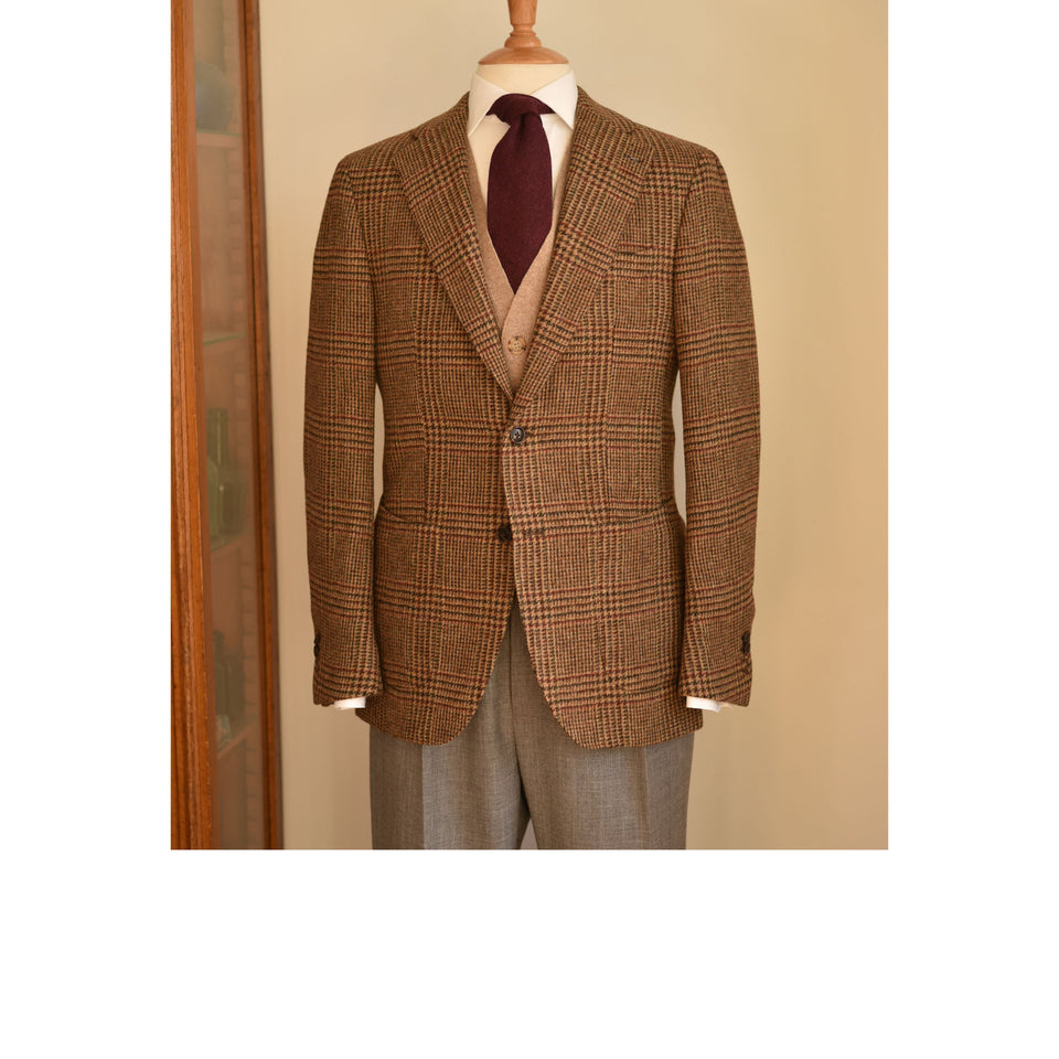 Amidé Hadelin | Orange Label Abraham Moon Shetland tweed glen check jacket - brown_styled