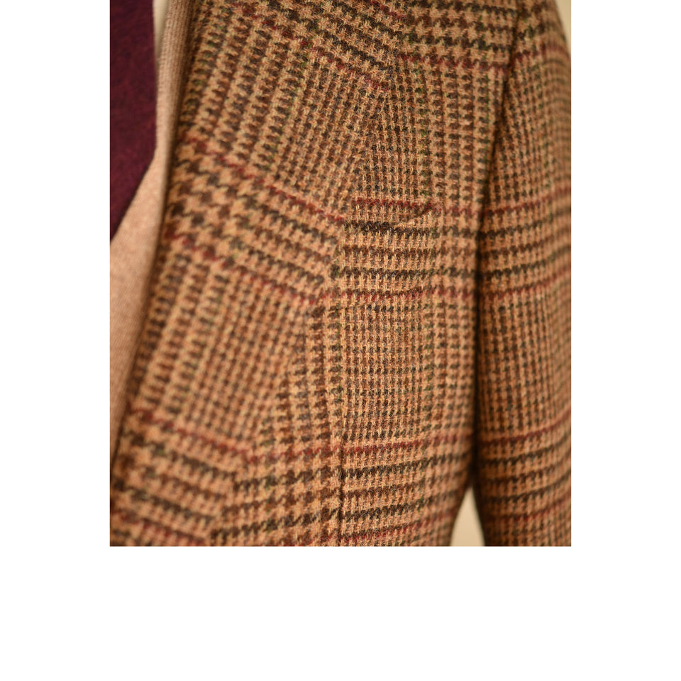 Amidé Hadelin | Orange Label Abraham Moon Shetland tweed glen check jacket - brown_barchetta pocket