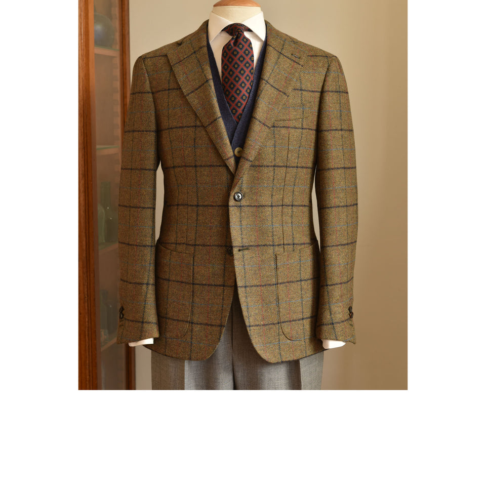 Orange Label Abraham Moon Shetland tweed check jacket - green