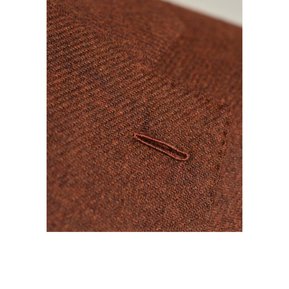 Amidé Hadelin | MTO | Orange Label Abraham Moon merino tweed 'Norfolk' jacket - dark rust_milanese button hole