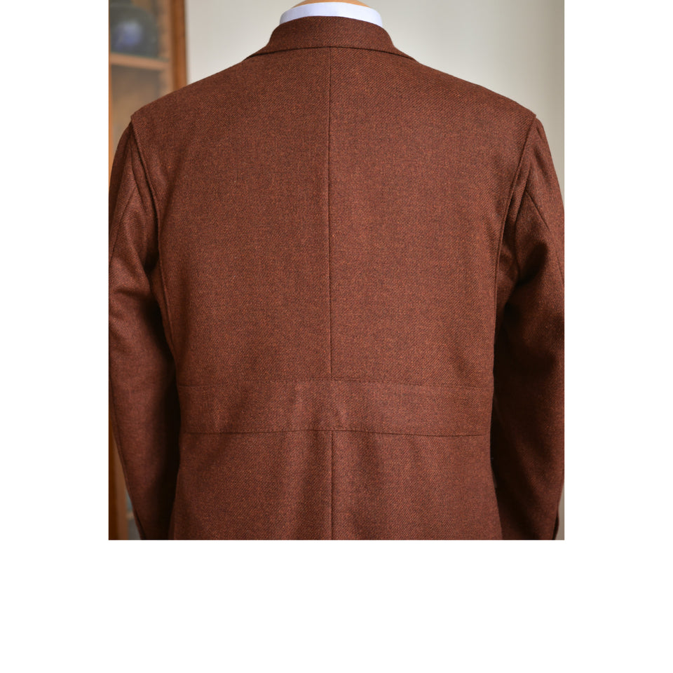 Amidé Hadelin | MTO | Orange Label Abraham Moon merino tweed 'Norfolk' jacket - dark rust_back details
