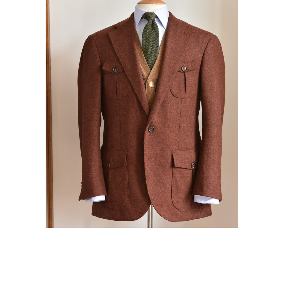 Amidé Hadelin | MTO | Orange Label Abraham Moon merino tweed 'Norfolk' jacket - dark rust_full