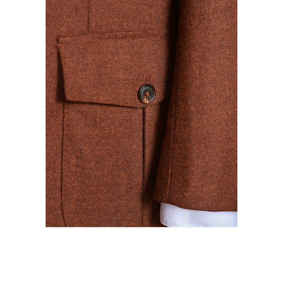 Amidé Hadelin | MTO | Orange Label Abraham Moon merino tweed 'Norfolk' jacket - dark rust_patch pocket