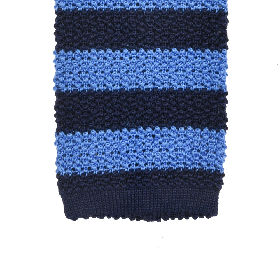 Orange Label | striped knit silk tie, light blue/navy_tip