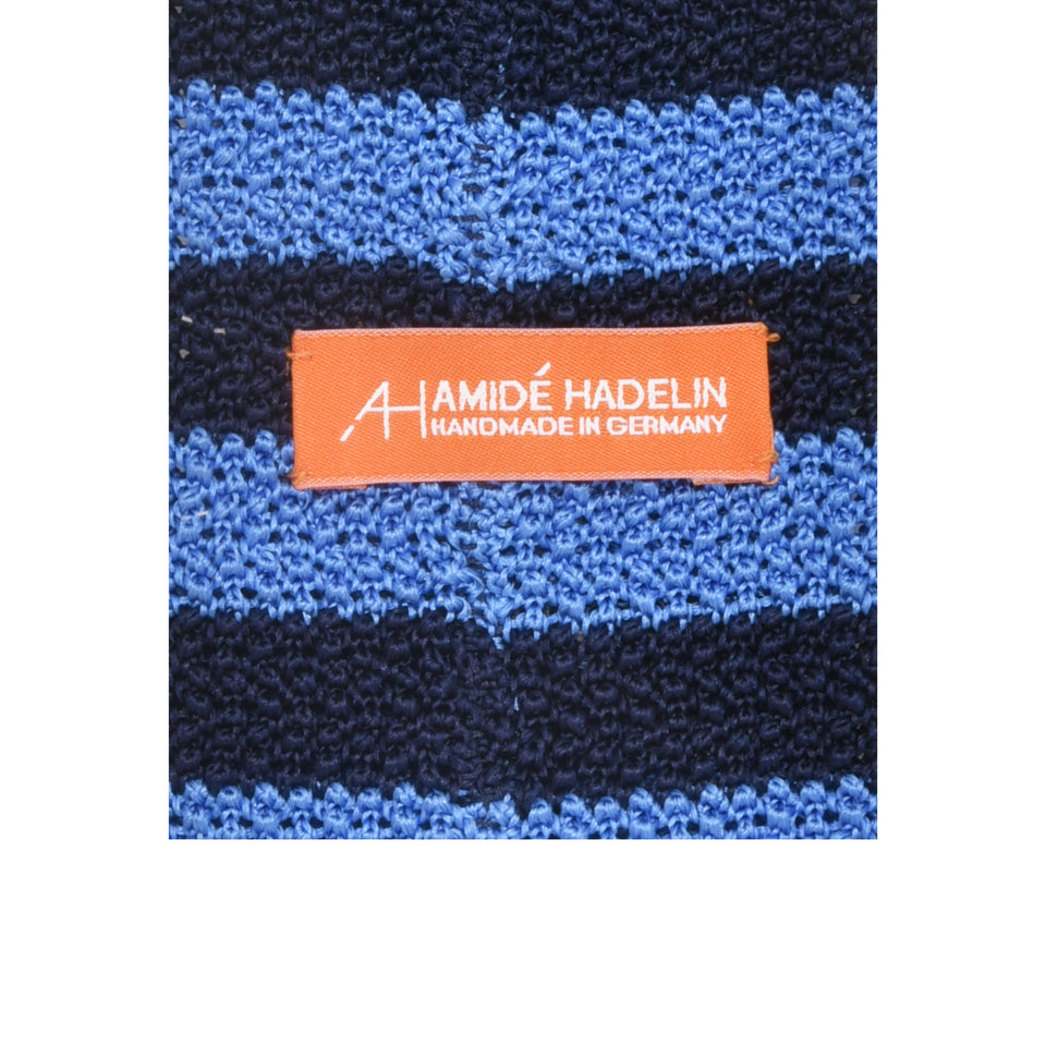 Orange Label | striped knit silk tie, light blue/navy_label