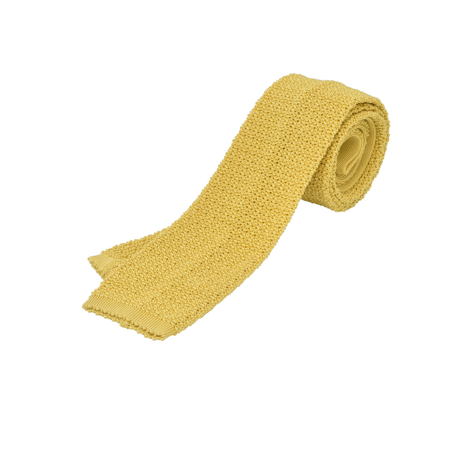 Orange Label | knit silk tie, Handmade in Germany, golden yellow_full