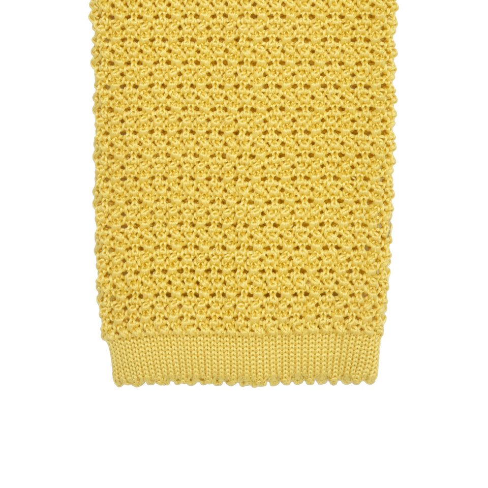 Orange Label | knit silk tie, Handmade in Germany, golden yellow_tip