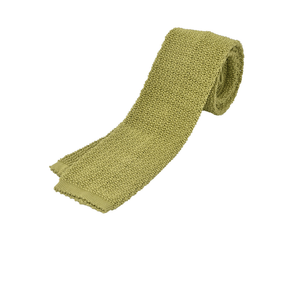 Orange Label | knit silk tie, Handmade in Germany, bright moss_full
