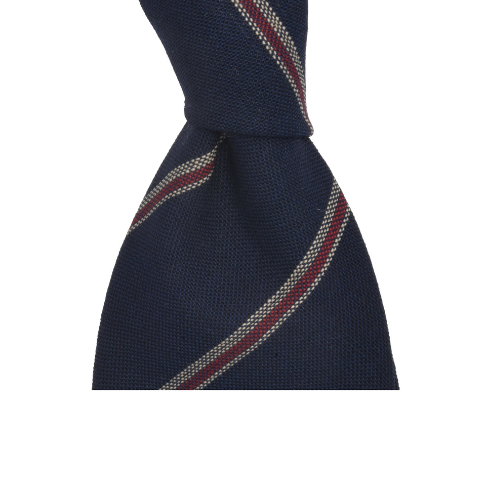 Amidé Hadelin | Fox Brothers striped tie, navy/white/red_knot
