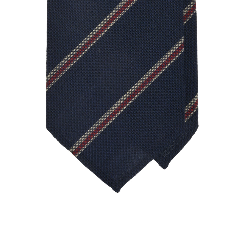 Amidé Hadelin | Fox Brothers striped tie, navy/white/red_tip