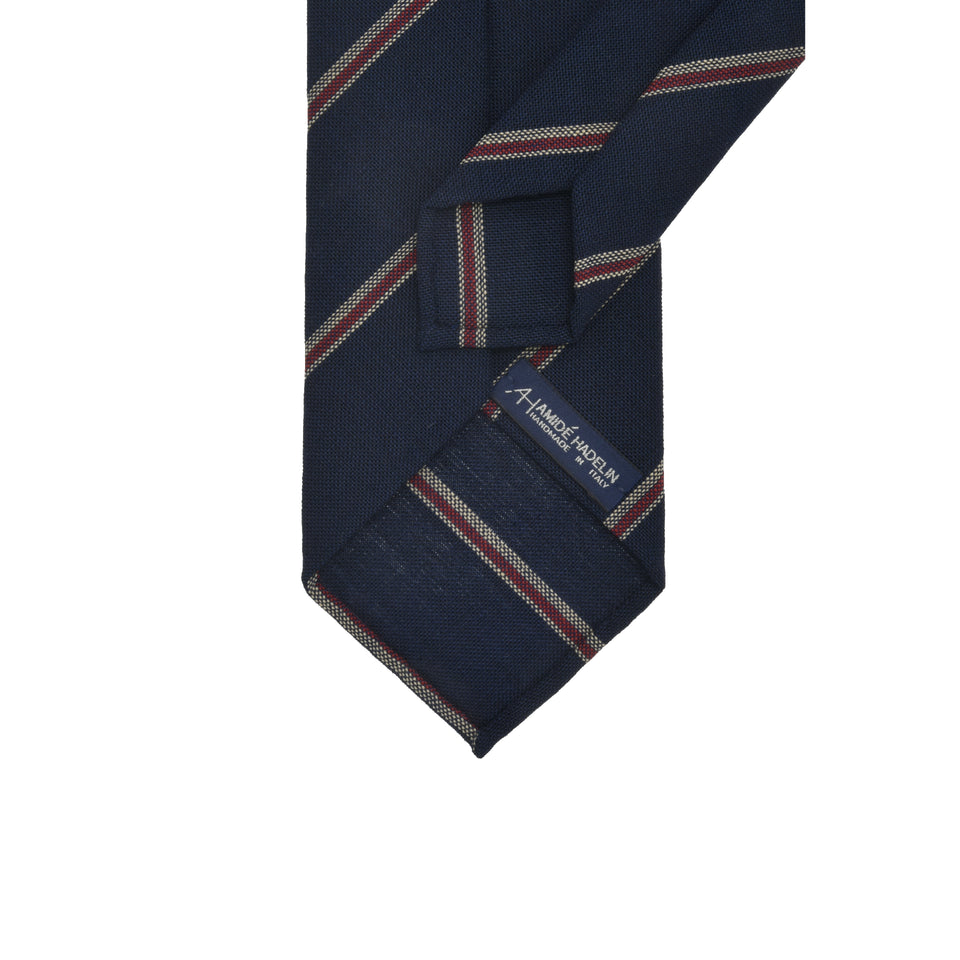 Amidé Hadelin | Fox Brothers striped tie, navy/white/red_back