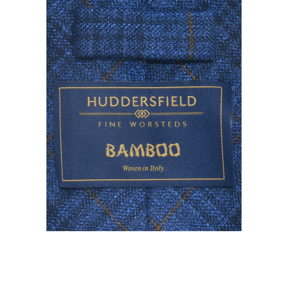 Amidé Hadelin | bamboo windowpane tie - blue/brown_label