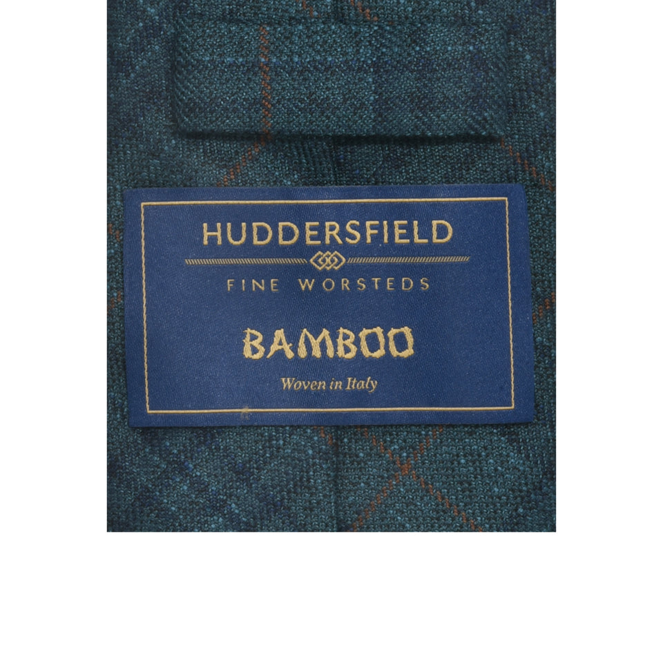 Amidé Hadelin | bamboo windowpane tie - dark green/brown_label
