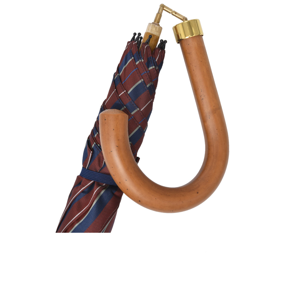 Amidé Hadelin | Malacca foldable umbrella, burgundy/blue/white_folded handle