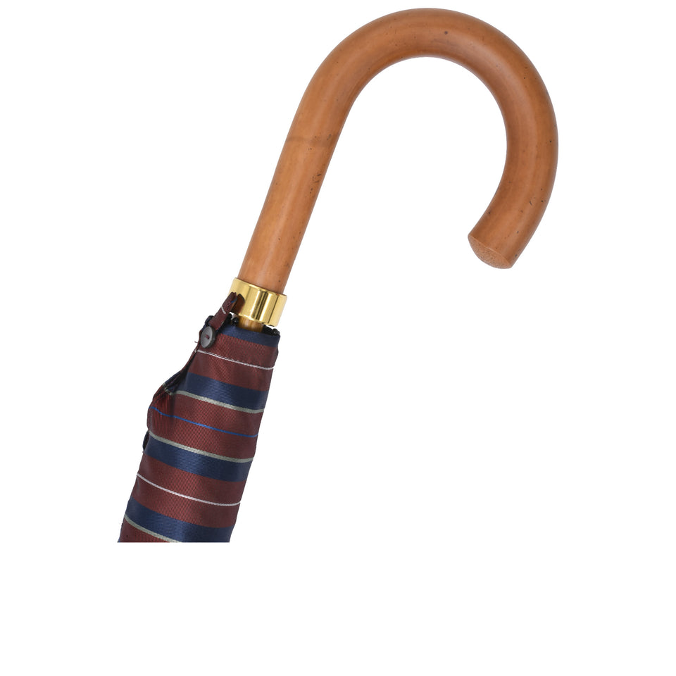Amidé Hadelin | Malacca foldable umbrella, burgundy/blue/white_handle