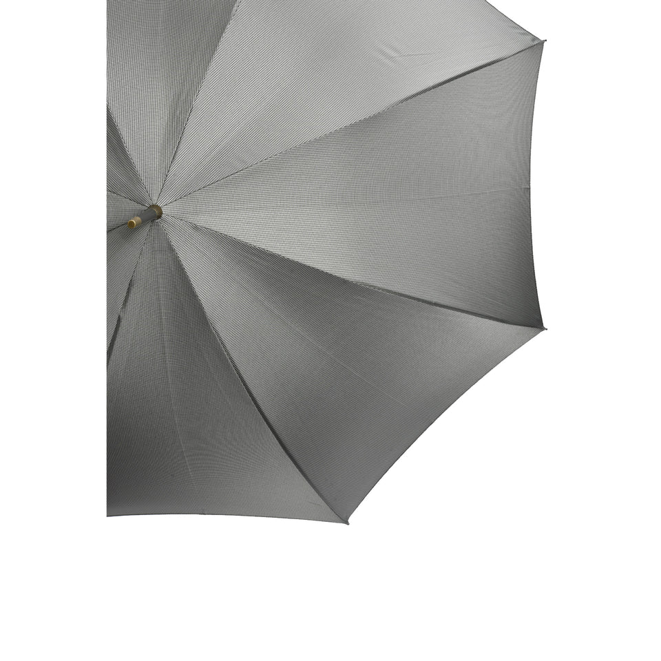 Amidé Hadelin | Matt black maple on steel frame houndstooth umbrella, mid grey_canopy