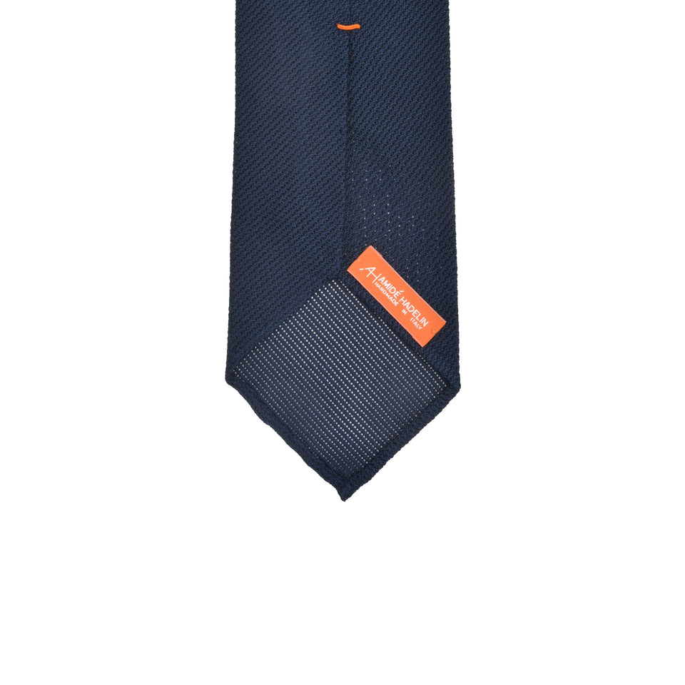Orange Label | 'garza fina' tie, Handmade in Italy, navy_back