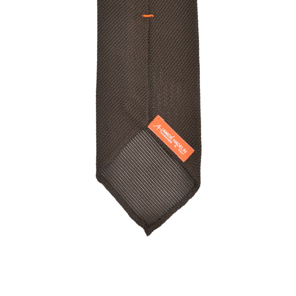 Orange Label | 'garza fina' tie, Handmade in Italy, dark brown_back