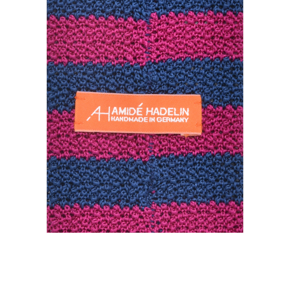 Orange Label | striped knit silk tie, fuchsia/blue_label