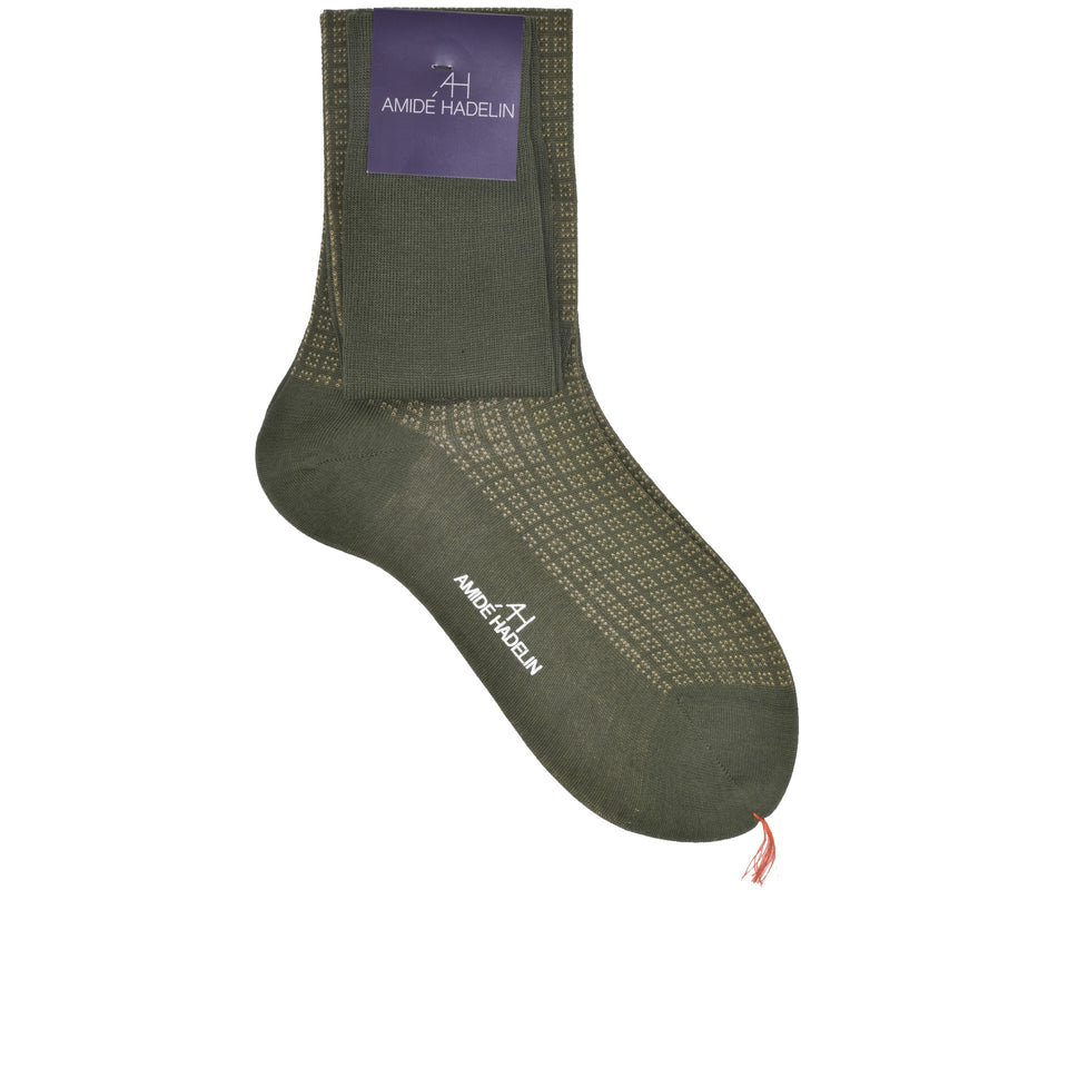 Amidé Hadelin | Knee high geometric cotton socks - olive/beige_full