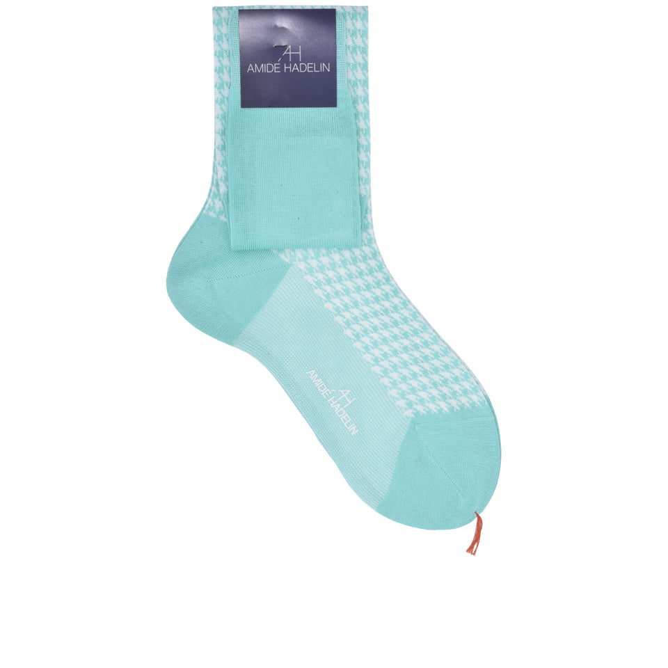 Amidé Hadelin | Knee high large herringbone cotton socks - mint/white_full