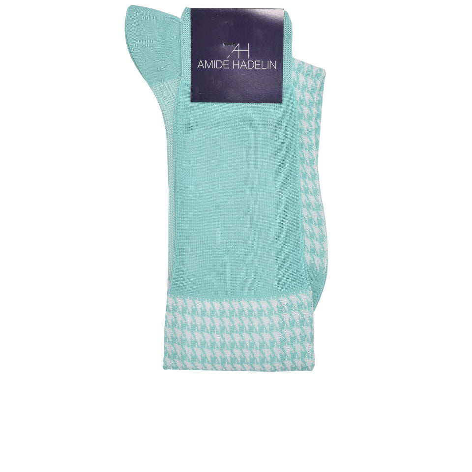 Amidé Hadelin | Knee high large herringbone cotton socks - mint/white_label