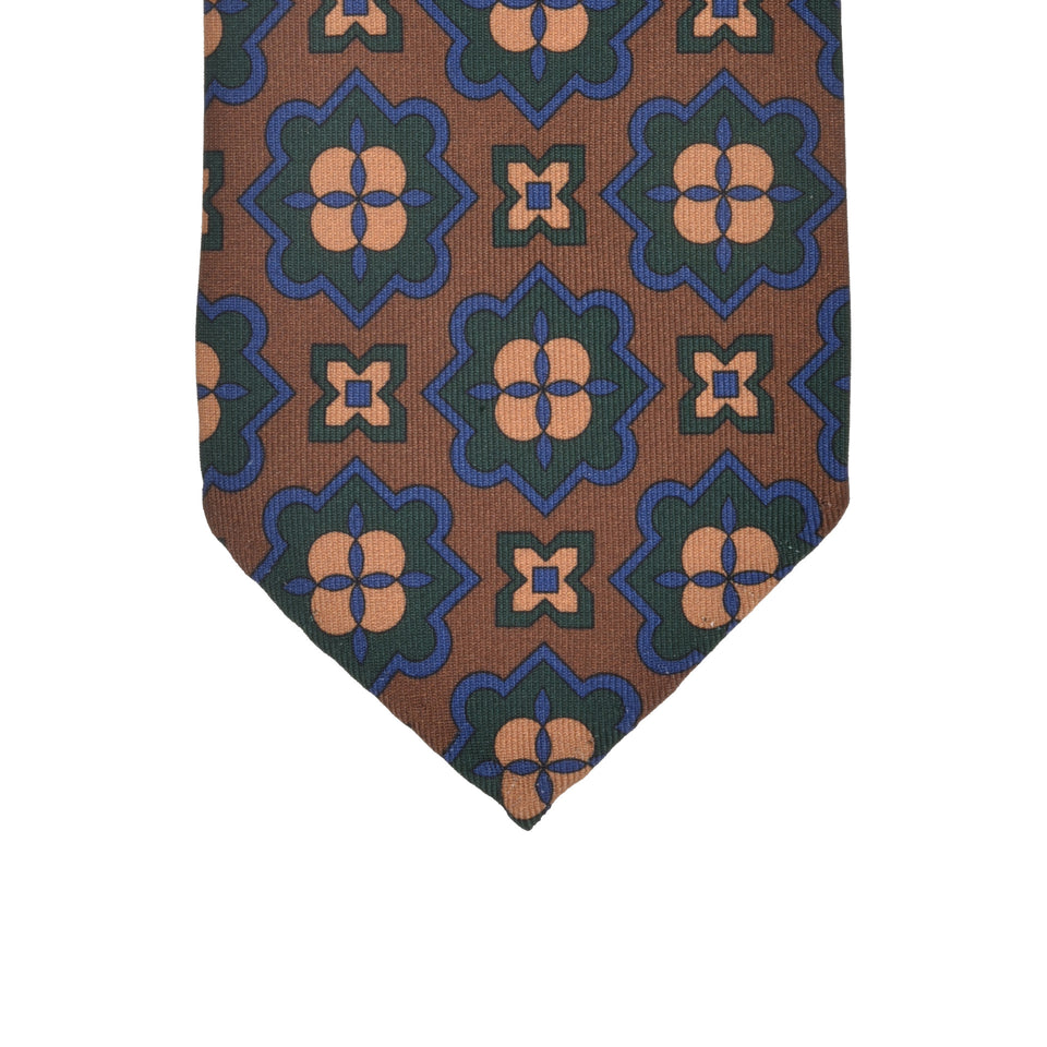 Orange Label | 36oz printed silk tie, Handmade in Italy, coffee/beige_tip