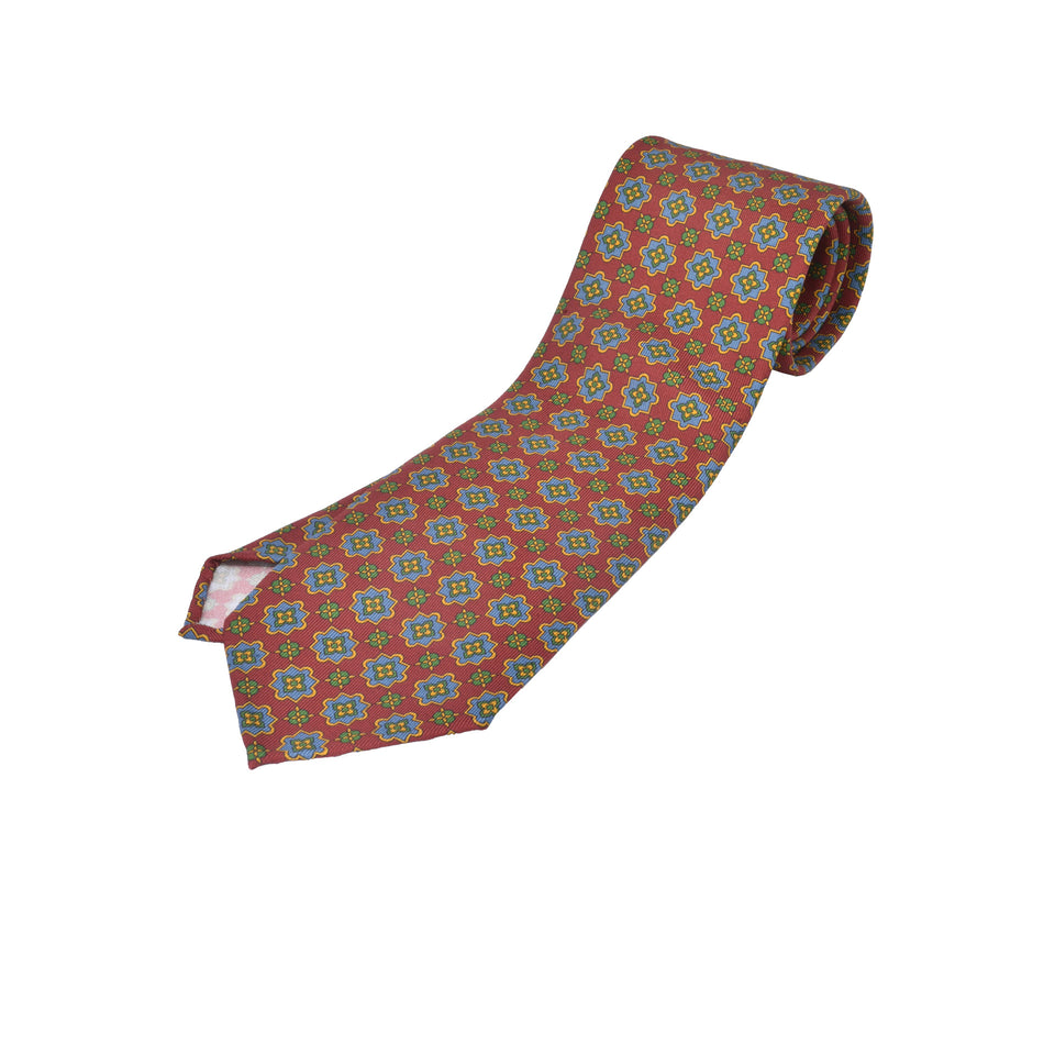 Orange Label | 36oz printed silk tie, Handmade in Italy, cardinal red/blue_full