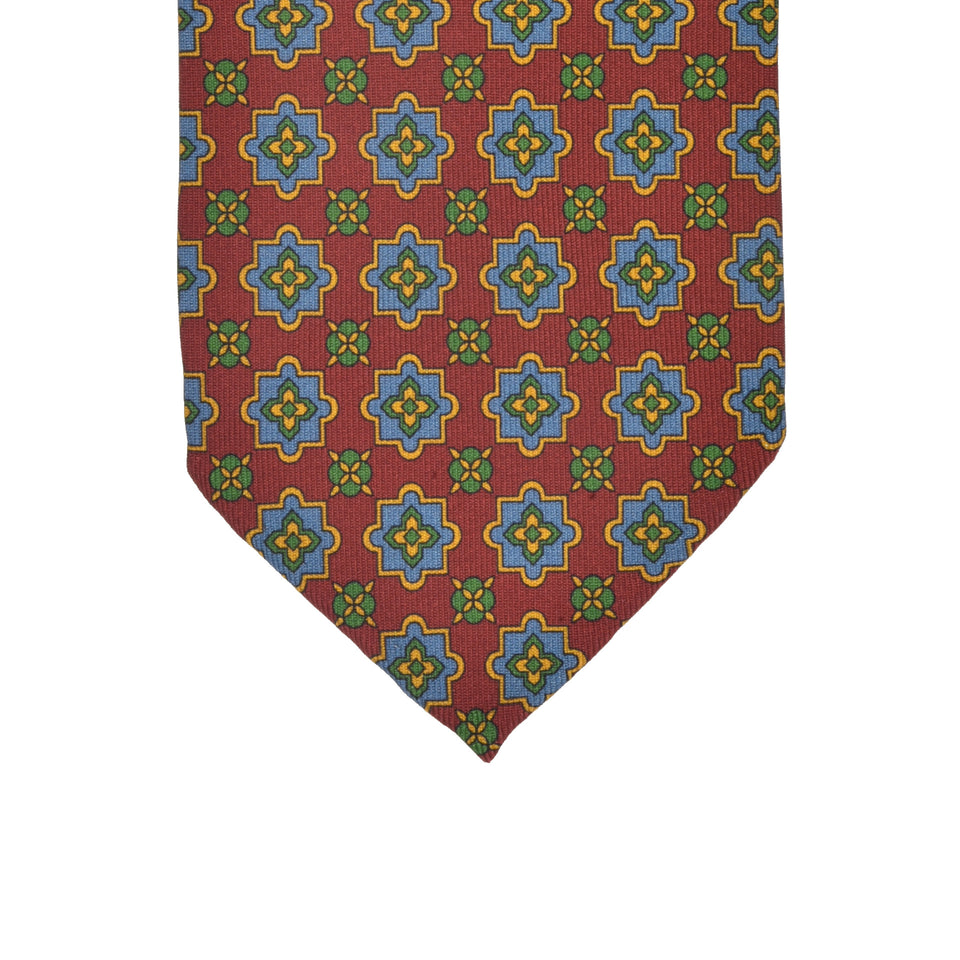 Orange Label | 36oz printed silk tie, Handmade in Italy, cardinal red/blue_tip