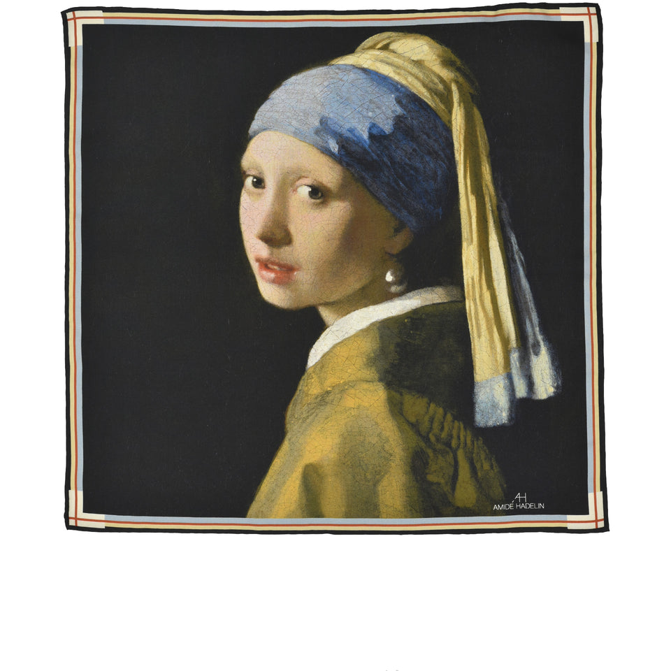 Amidé Hadelin | Johannes Vermeer pocket square 'Girl with a Pearl Earring'_full