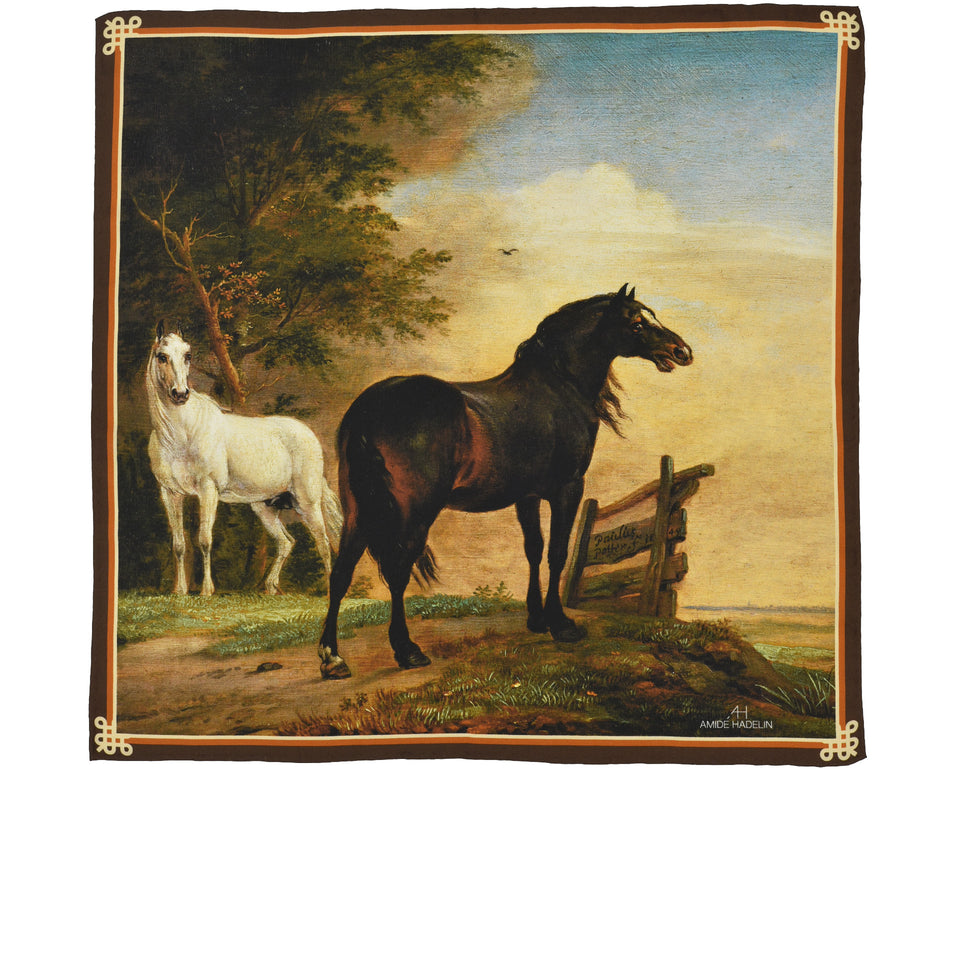 Amidé Hadelin | Paulus Potter pocket square 'Two Horses in a Meadow near a Gate'_full
