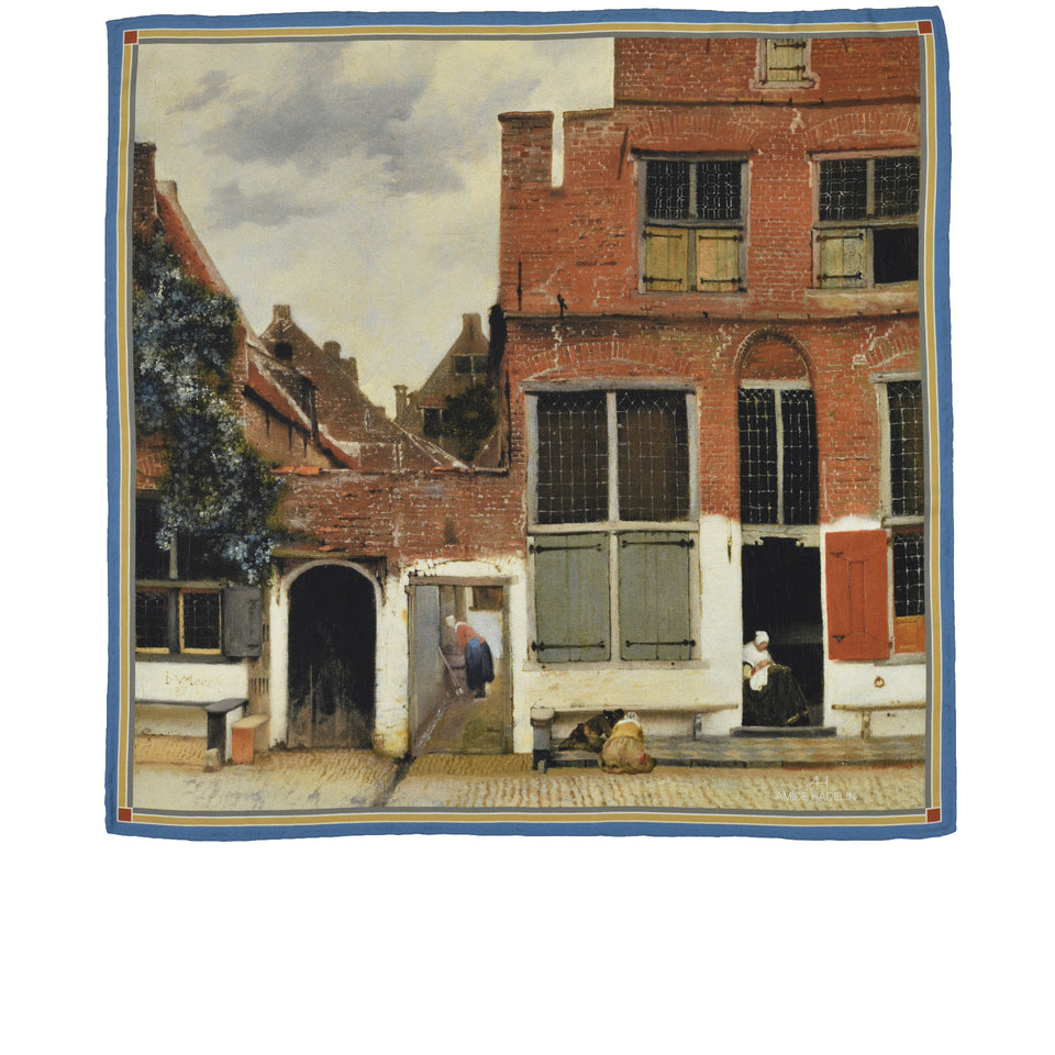 Amidé Hadelin | Johannes Vermeer pocket square 'The Little Street'_full