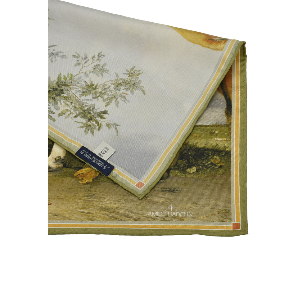 Amidé Hadelin | Paulus Potter pocket square 'The Bull'_label