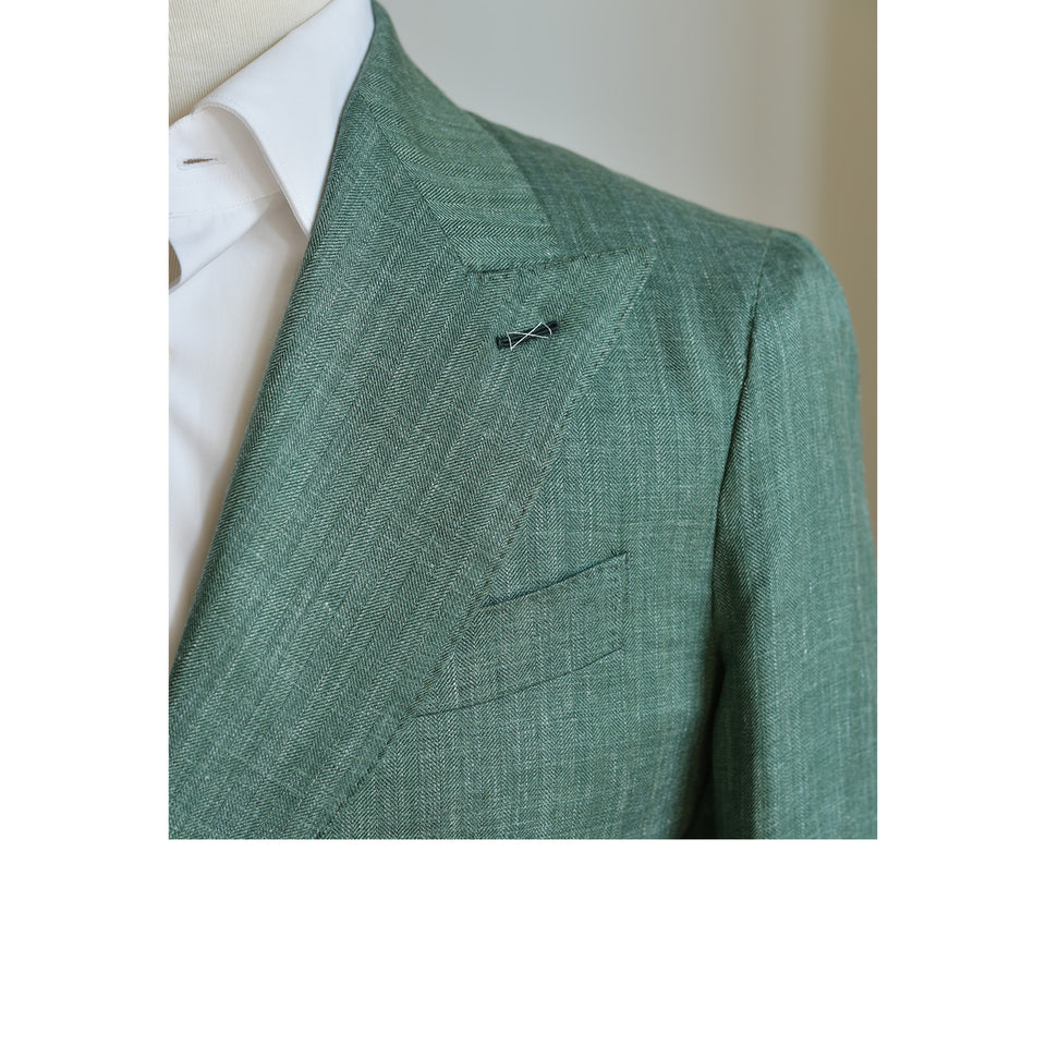 MTO | Orange Label Loro Piana wool/sillk/linen double breasted jacket - green