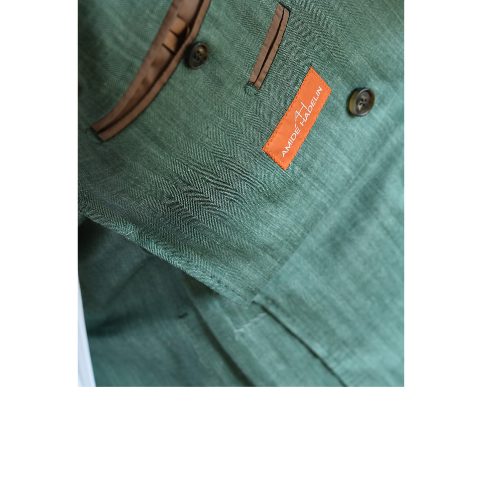 MTO | Orange Label Loro Piana wool/sillk/linen double breasted jacket - green