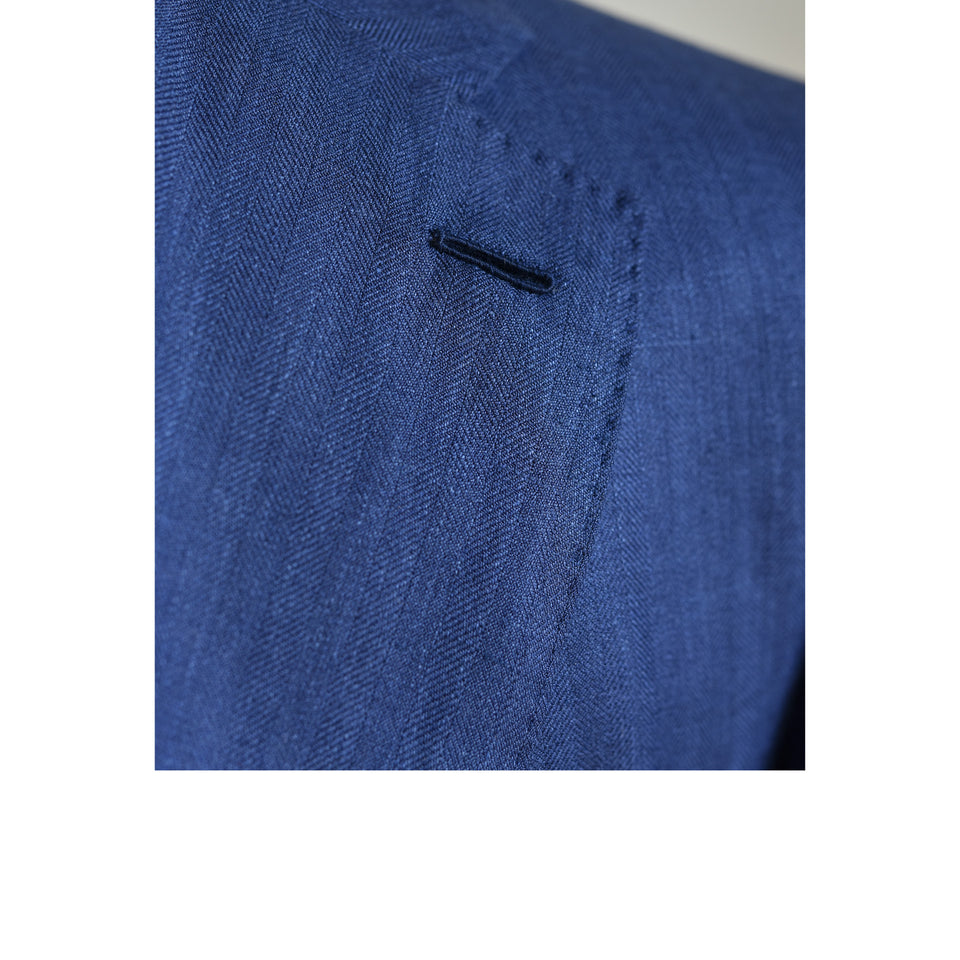 Amidé Hadelin | MTO | Orange Label Loro Piana wool/silk/linen jacket - dark blue_Milanese buttonhole