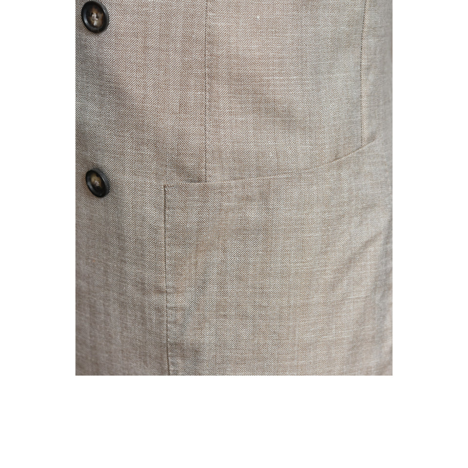 Amidé Hadelin | MTO | Orange Label Loro Piana wool/silk/linen double breasted jacket - beige_pocket