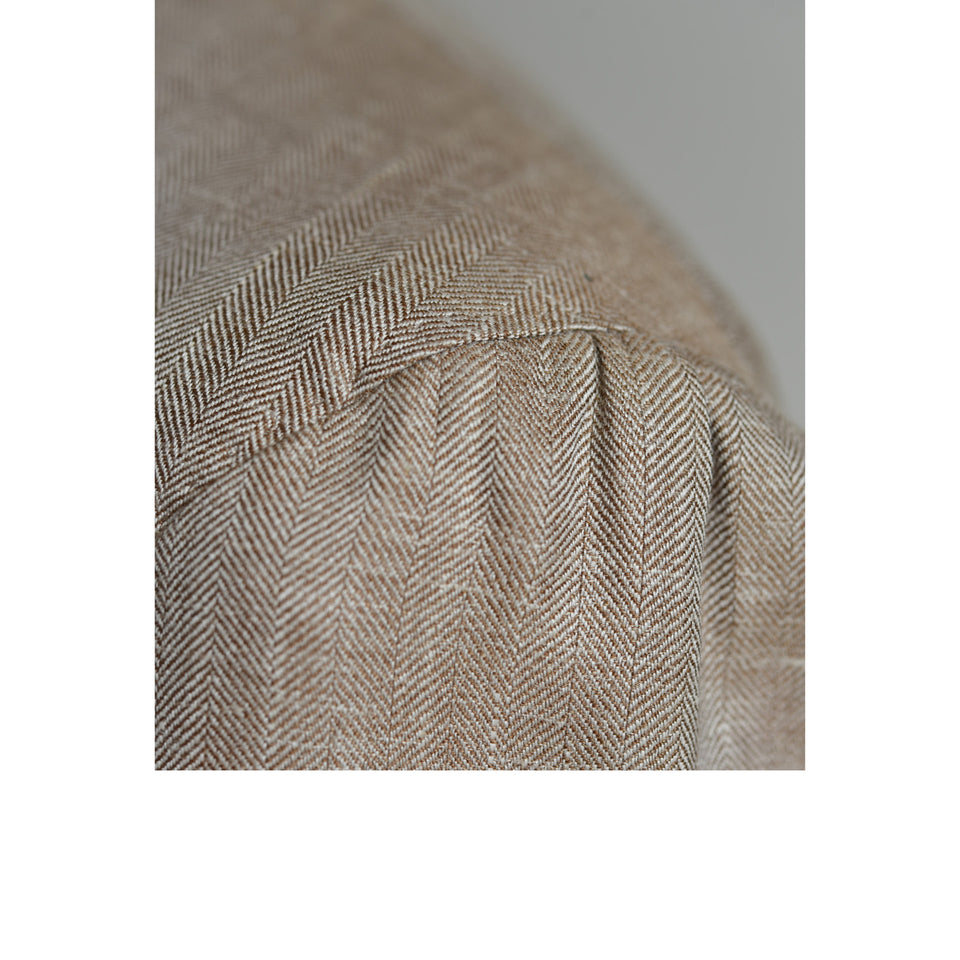 Amidé Hadelin | MTO | Orange Label Loro Piana wool/silk/linen double breasted jacket - beige_shoulder
